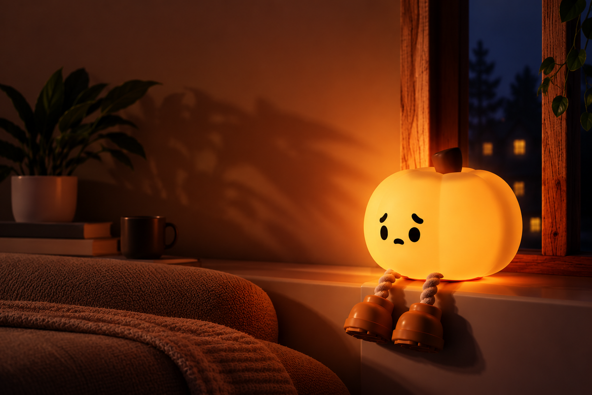 Lámpara de calabaza de silicona encendida
